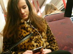 Dick flash in subway - brunette