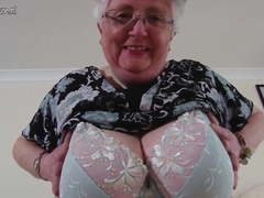 Big breasted British granny playing with herself