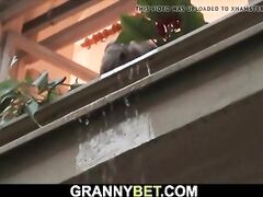 Lonely old granny rides stranger's big cock