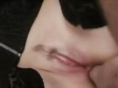 Sexy blonde in ebony stockings backside fucked difficult!