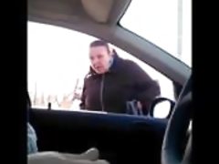 Mature helps car flasher cum