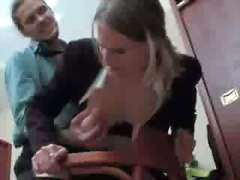 Mature secretary fucked by young boss