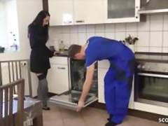 German Anorexic MILF Stella Star Seduce to Fuck by Repairman
