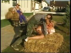 2 Country Bumpkins Fuck This Bitch On The Hay